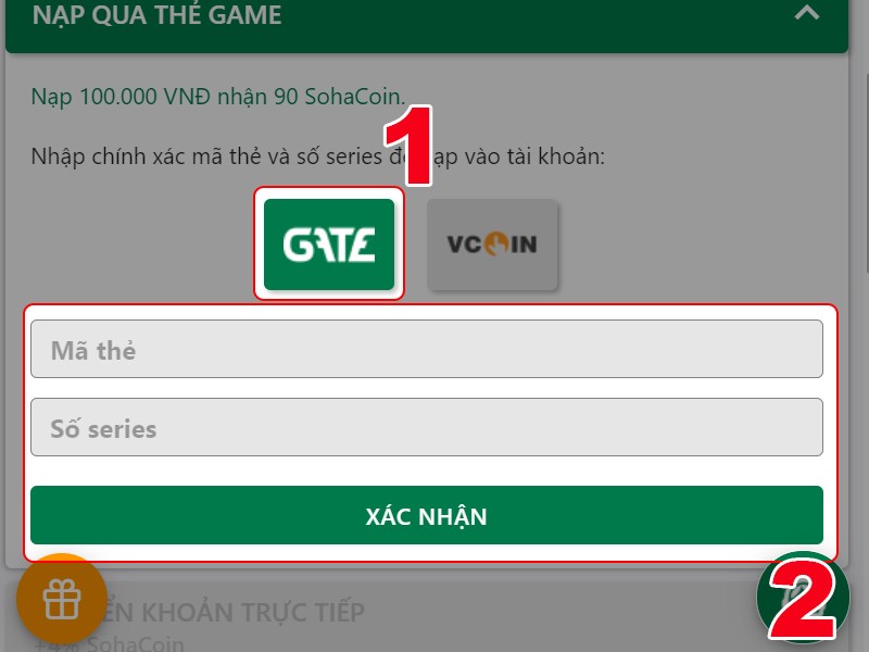 Chọn loại thẻ v&agrave; nhập th&ocirc;ng tin thẻ c&agrave;o