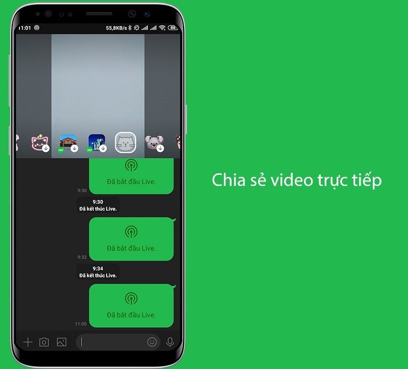 Chia sẻ live video với bạn bè trên ứng dụng Line