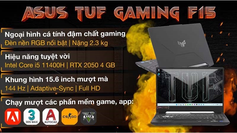 Laptop Asus TUF Gaming F15 FX506HF i5 11400H