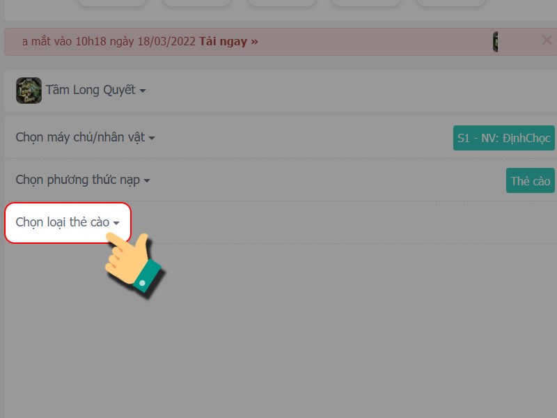 Chọn loại thẻ c&agrave;o