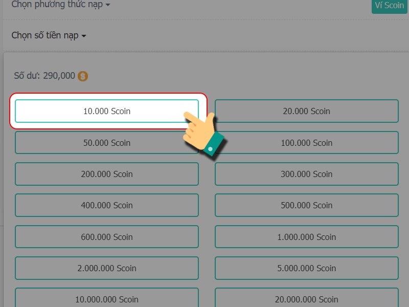 Chọn g&oacute;i nạp