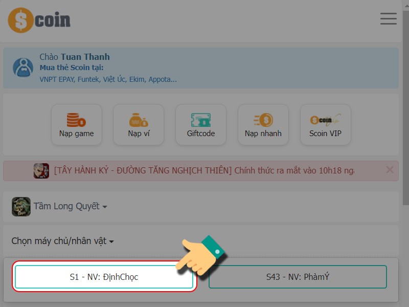 Chọn nh&acirc;n vật