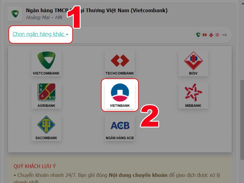 Chọn t&agrave;i khoản của VTC