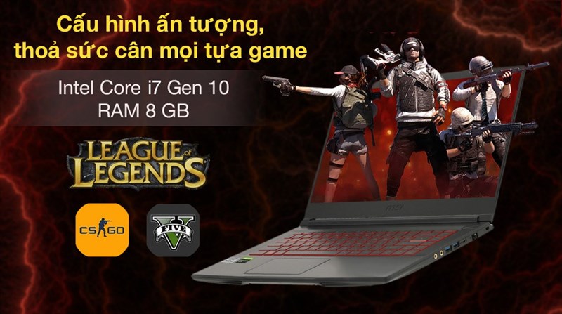 Laptop MSI Gaming GF63 Thin 10SC i7 10750H