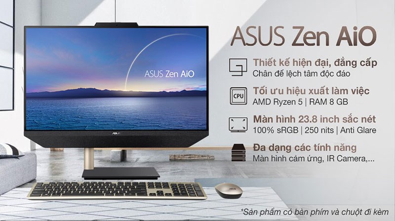Máy tính Asus Zen AIO M5401WU R5 5500U 23.8 inch (BA040T)