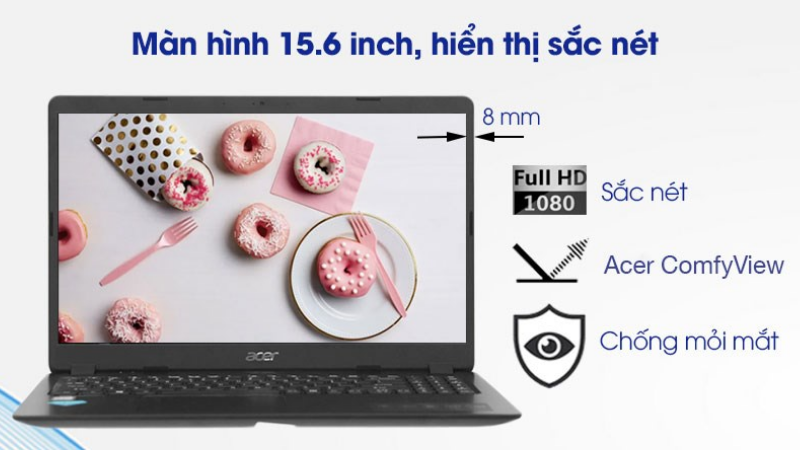 Màn hình 15.6 Full HD sắc nét