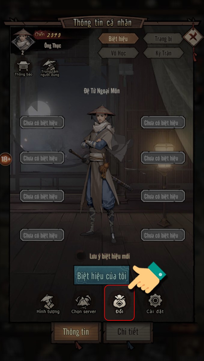 Nhấn v&agrave;o Đổi