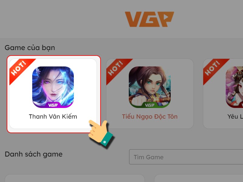 Chọn game Thanh Vân Kiếm 3D