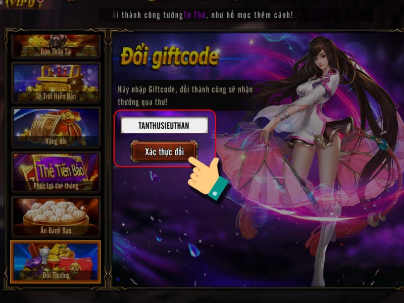 Nhập  mã code bạn có
