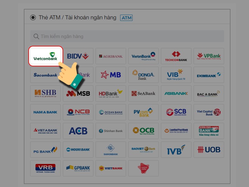 Chọn ng&acirc;n h&agrave;ng bạn sử dụng