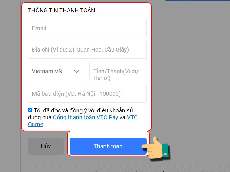 Nhập thông tin thanh toán