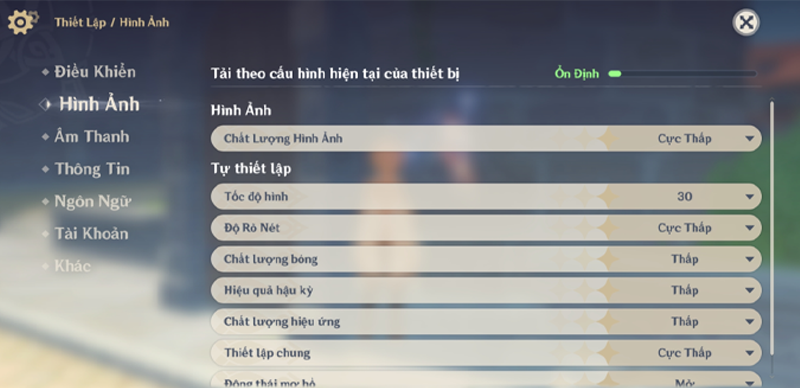 Thiết lập đồ họa game Genshin Impact