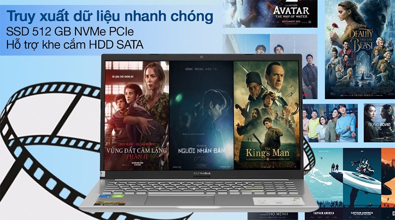 Ổ cứng 512 GB SSD NVMe PCIe gi&uacute;p truy xuất dữ liệu nhanh