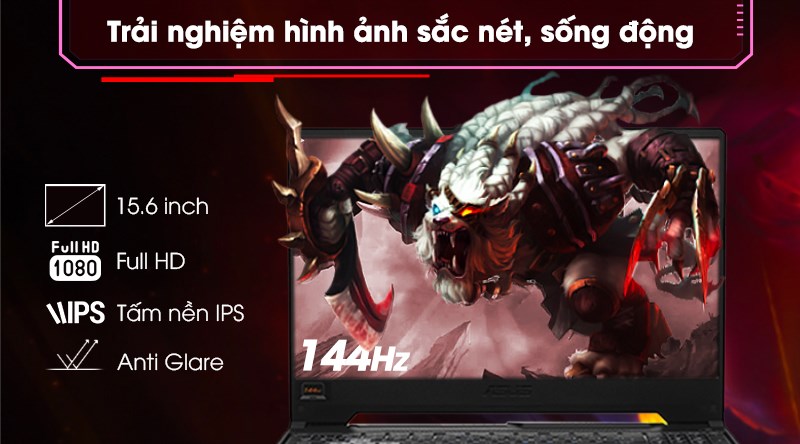 Màn hình của Asus TUF Gaming FX506LH mang đến trải nghiệm chơi game rất tốt