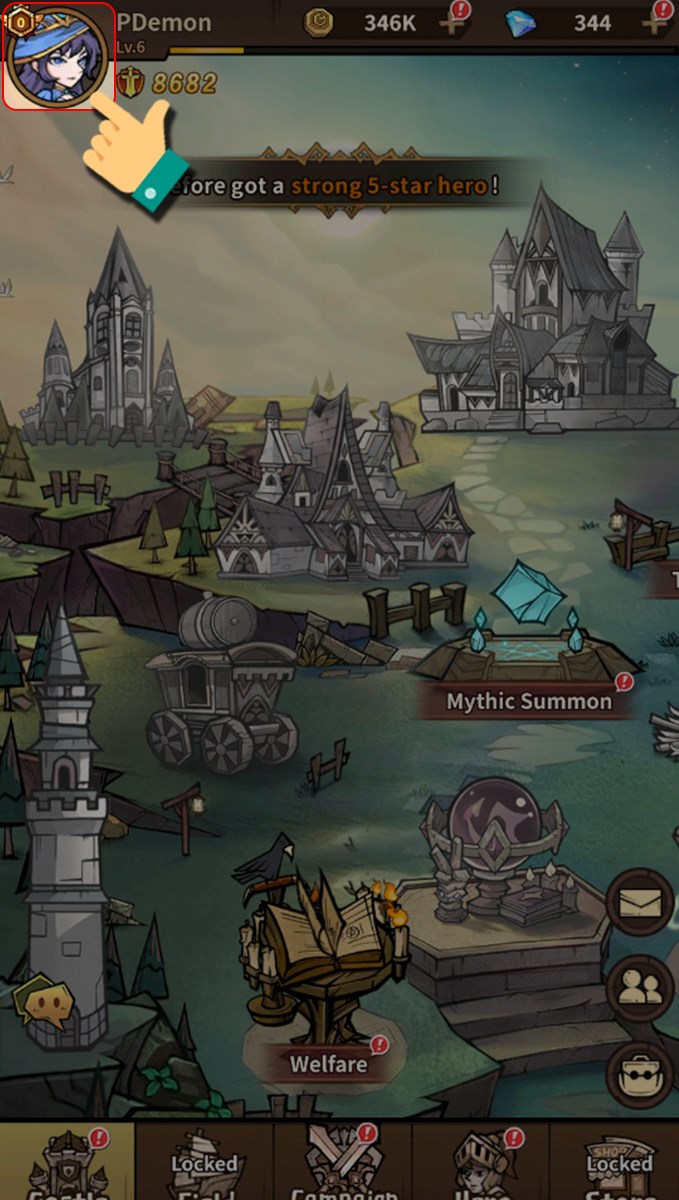 Nhấn avatar nh&acirc;n vật