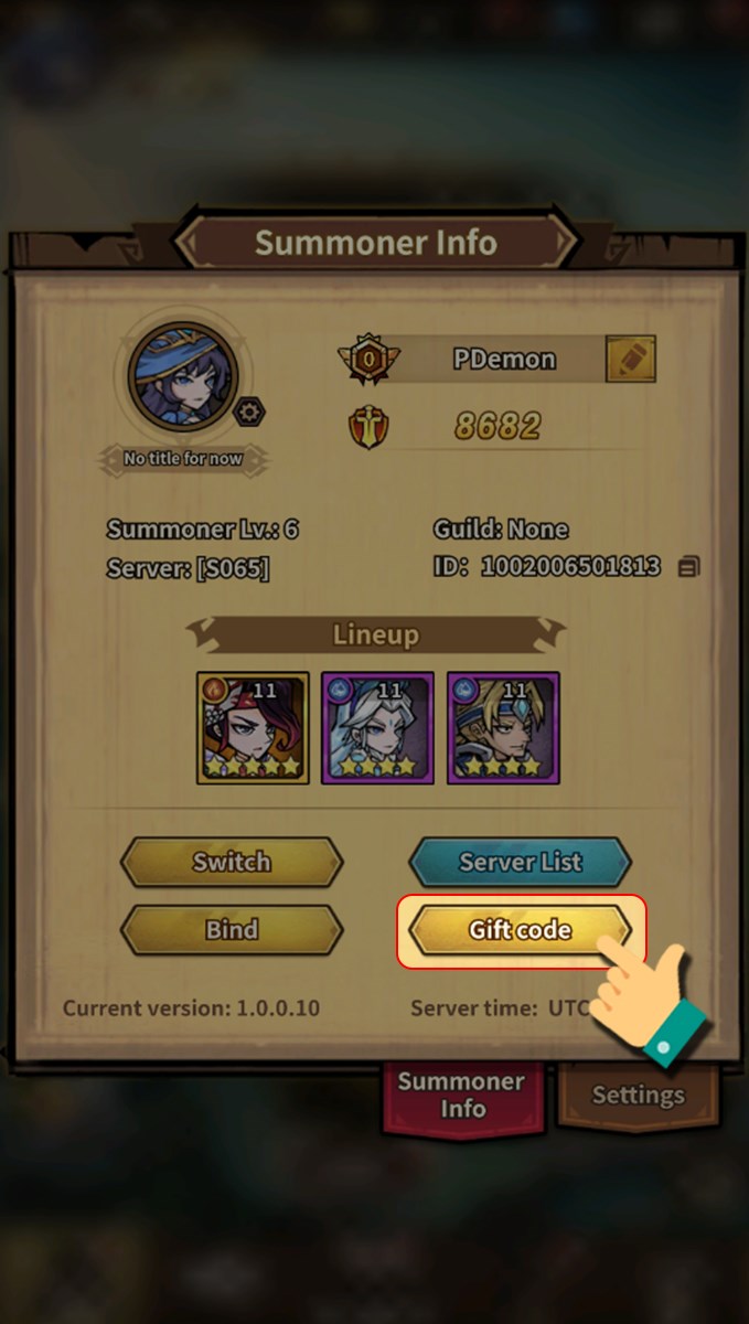 Nhấn v&agrave;o Giftcode