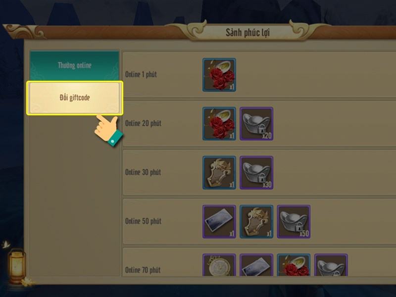 Chọn giftcode Chọn giftcode
