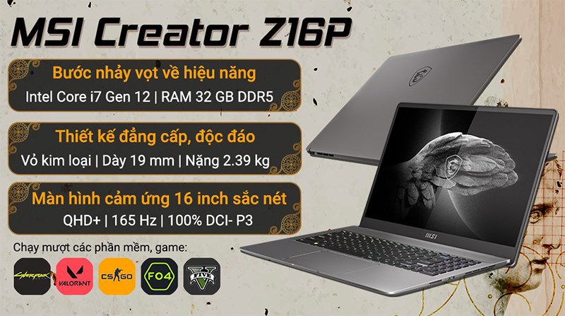 MSI Creator Z16P B12UGST i7 12700H (050VN)