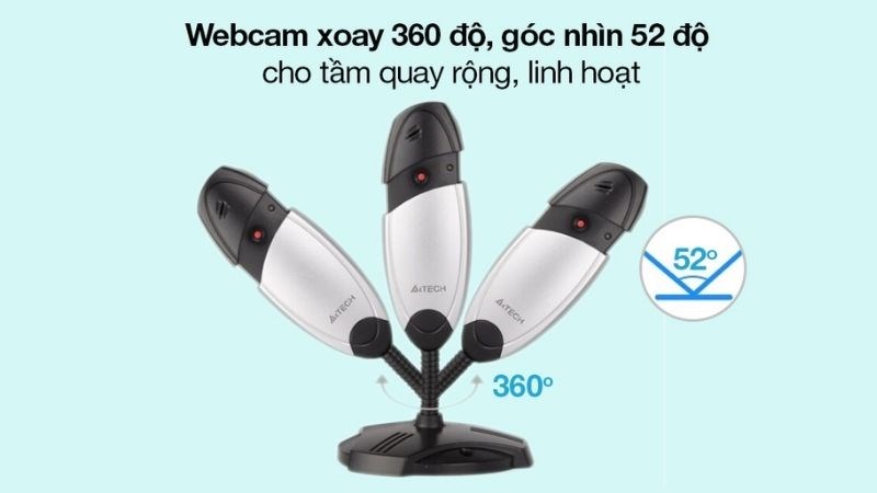 Tầm nhìn rộng nhờ góc rộng 52 độ và webcam xoay 360 độ
