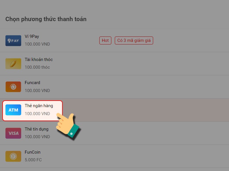 Thanh to&aacute;n bằng thẻ ng&acirc;n h&agrave;ng