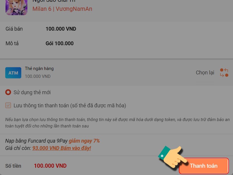 Nhấn Thanh to&aacute;n