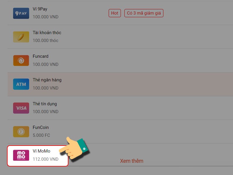 Thanh to&aacute;n bằng v&iacute; MOMO