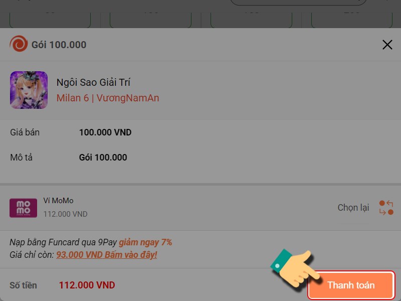 Nhấn Thanh to&aacute;n