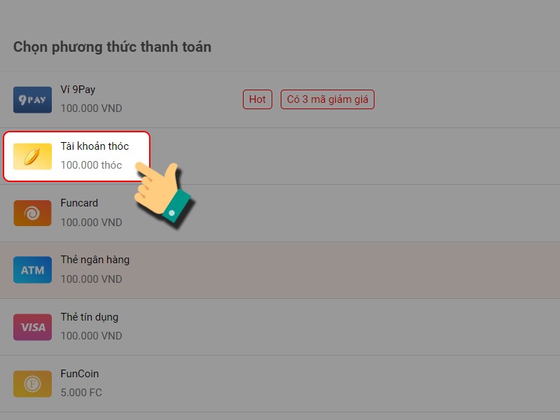 Chọn c&aacute;ch thanh to&aacute;n