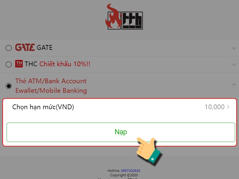 Chọn gói nạp