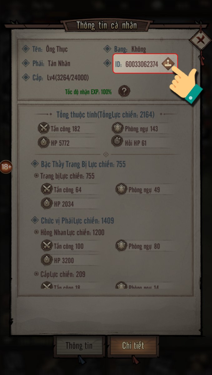Lấy ID nhân vật