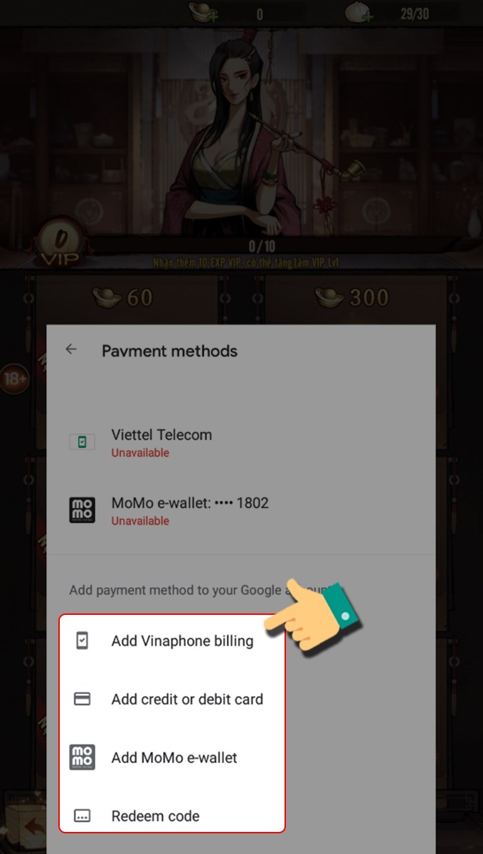 Chọn phương thức thanh toán