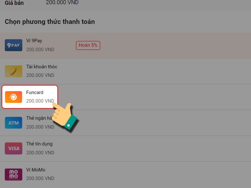 Thanh toán bằng Funcard