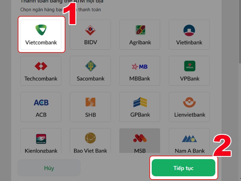 Chọn ngân hàng bạn sử dụng