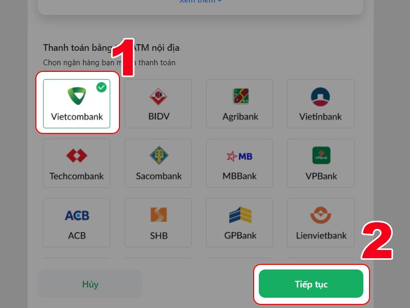 Chọn ngân hàng bạn dùng