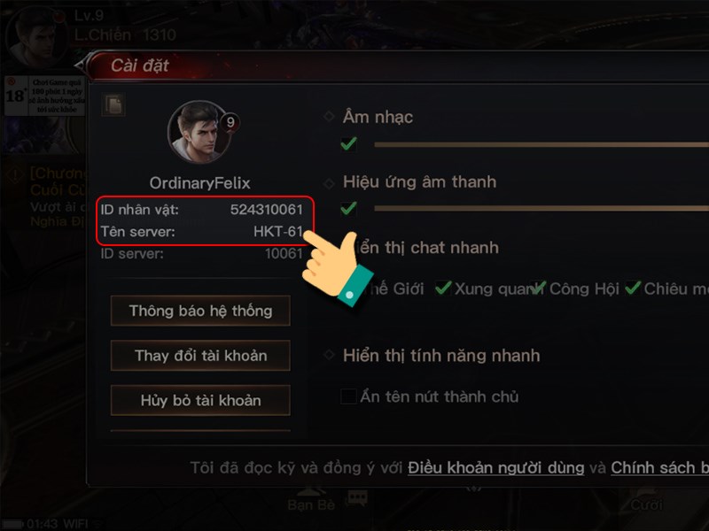 Lấy server và ID