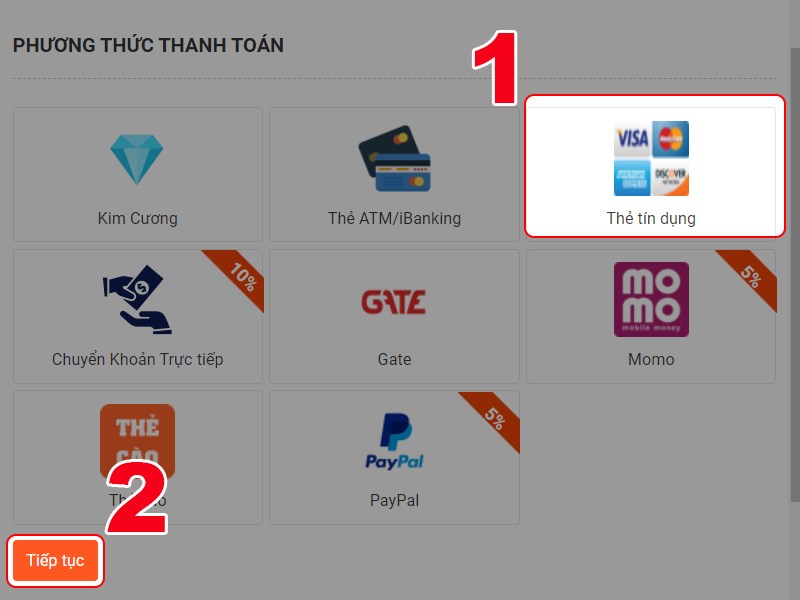 Thanh toán bằng thẻ tín dụng Thanh toán bằng thẻ tín dụng