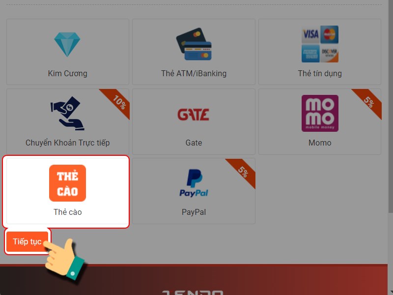 Nạp bằng thẻ cào Nạp bằng thẻ cào