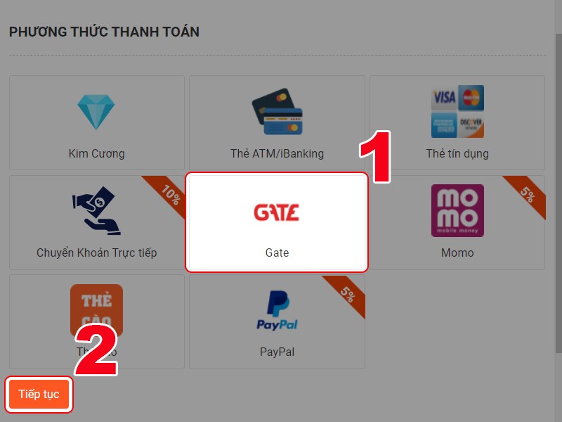 Thanh toán bằng thẻ GATE Thanh toán bằng thẻ GATE