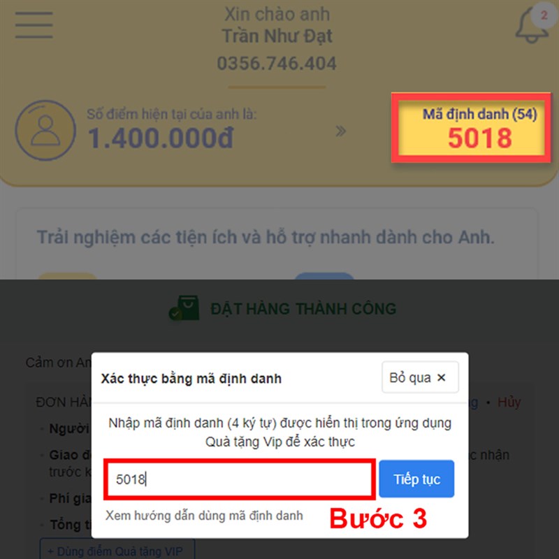 Nhập 6 ký tự vào các ô trống
