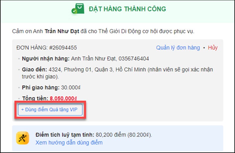 Điểm tích lũy tạm tính