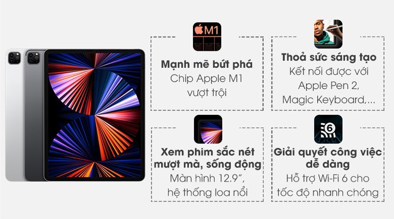 Máy tính bảng iPad Pro M1 12.9 inch WiFi 128GB (2021)