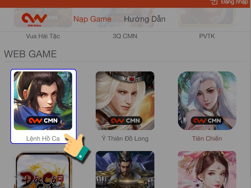 Chọn game Lệnh Hồ Ca