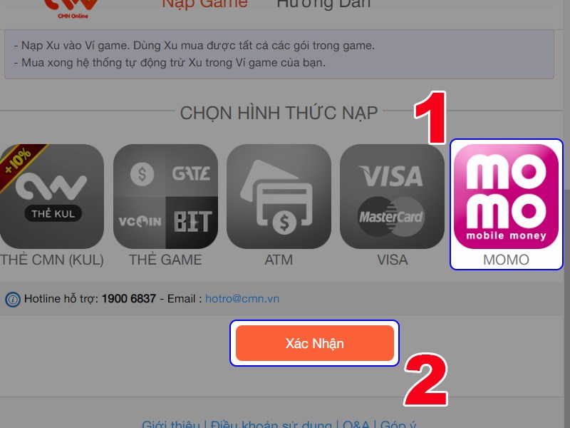 Nạp bằng MOMO
