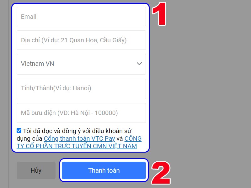 Nhập thông tin thanh toán