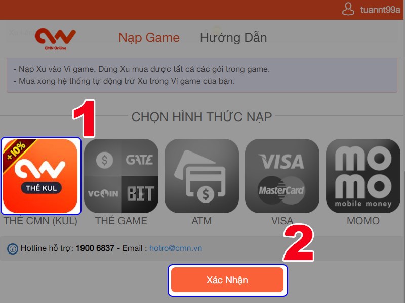 Chọn phương thức thanh toán bạn muốn dùng