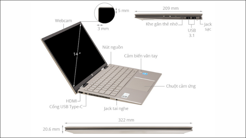  Thiết kế nhỏ gọn, kết hợp c&ugrave;ng m&agrave;u v&agrave;ng sang trọng