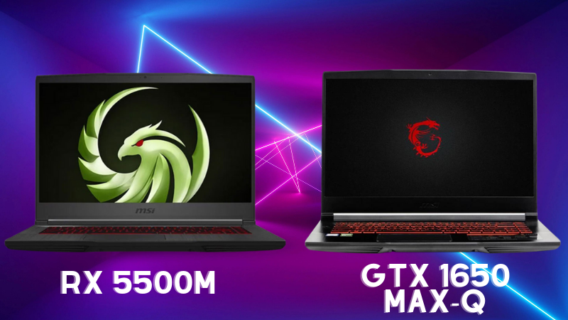 Laptop sử dụng card RX 5500M và GTX 1650 Max-Q