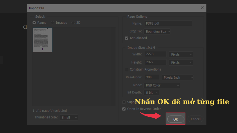 Nhấn OK mở từng file