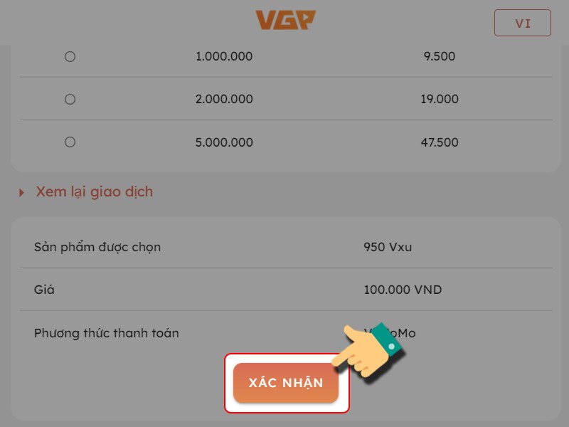 Tiếp tục nhấn X&aacute;c nhận