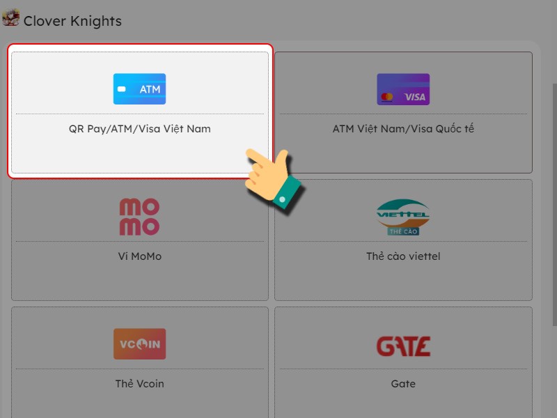 Nạp bằng QR Pay/ATM/Visa Vi&ecirc;̣t Nam